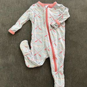 Print Footie with Zipper in Dew Paddles and Canoe (0-3 Months)